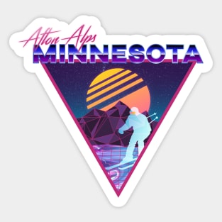 Retro Vaporwave Ski Mountain | Afton Alps Minnesota | Shirts, Stickers, and More! Sticker